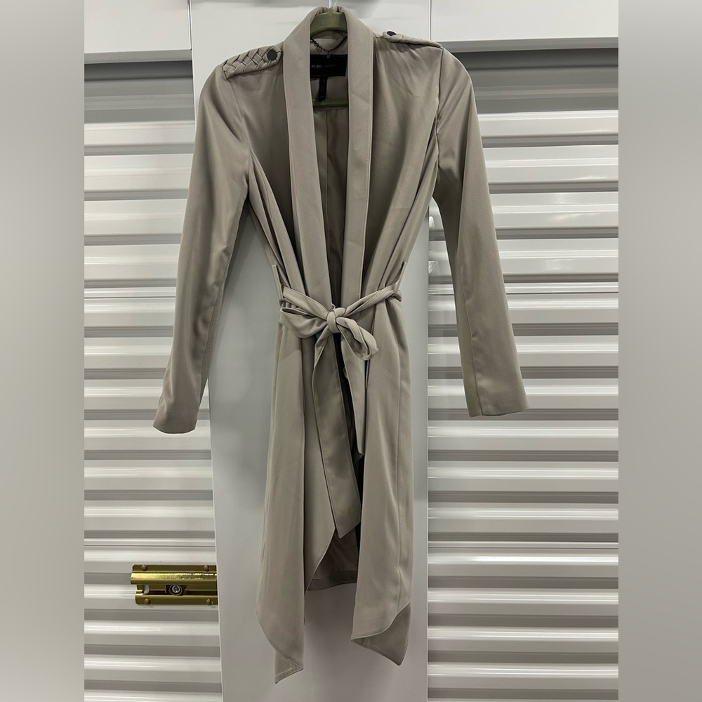 BCBG Grey Trench Coat with Belt